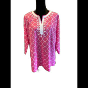 St John’s Bay Tunic ‎ Top Pink Blouse Plus Size XL Casual Boho Colorful Shirt